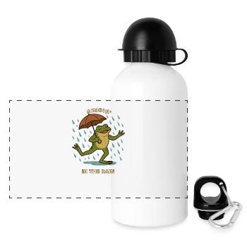 Grenouille Crapaud chantant sous la pluie avec un parapluie - Gourde panoramique avec couvercle 500 ml - blanc - Devant