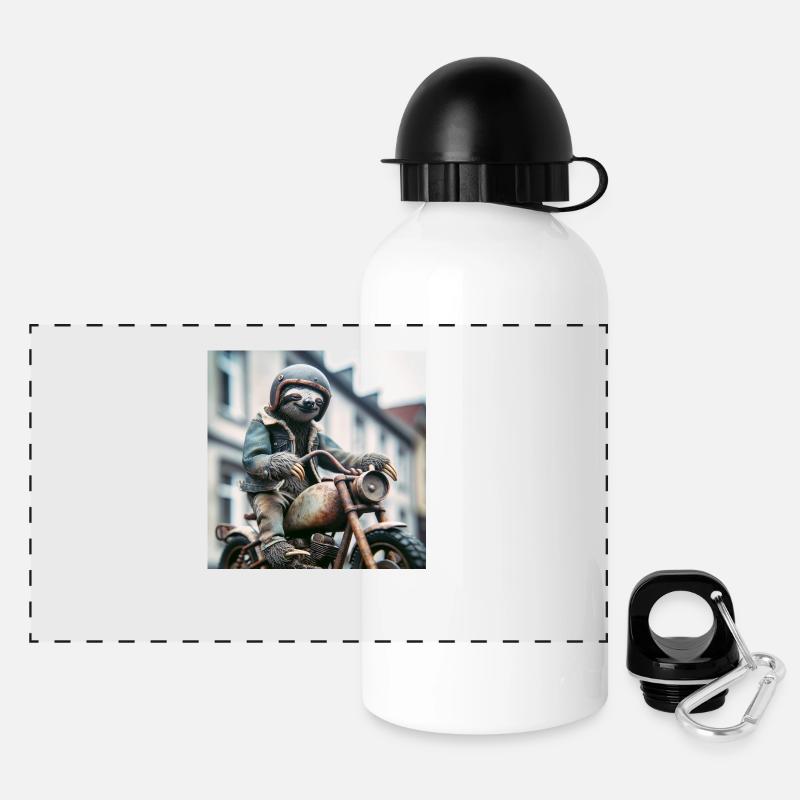 Sloth Wanderer Gentelmen Biker - Panoramic Thermal Bottle with Lid 500 ml - white