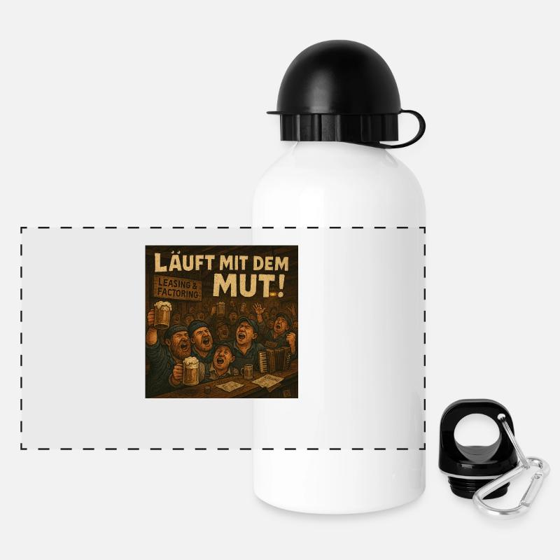 Leasing und Factoring läuft mit dem Mut! - Panorama Trinkflasche mit Deckel 500 ml - Weiß