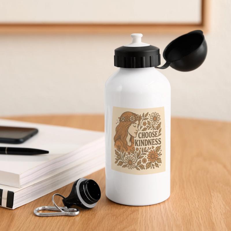 Choose kindness. Flowers. Panorama Trinkflasche mit Deckel 500 ml