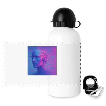 Futuristischer Kopf im Digital Stil - Panorama Trinkflasche mit Deckel 500 ml - Weiß - Vorne