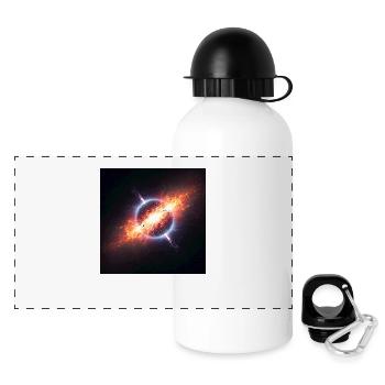 Kosmischer Orbit Kunstdruck - Panorama Trinkflasche mit Deckel 500 ml - Weiß - Vorne