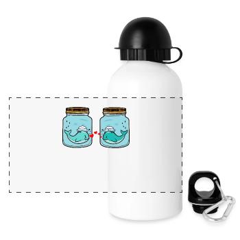 Baleine Poissons Amour Rupture Chagrin D’amour Larmes - Gourde panoramique avec couvercle 500 ml - blanc - Devant