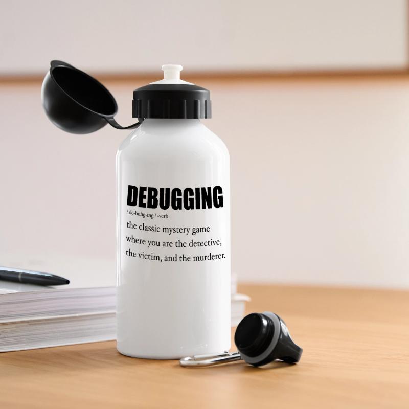 Programmierer Debugging Definition Lustig IT-Entwickler Panorama Trinkflasche mit Deckel 500 ml