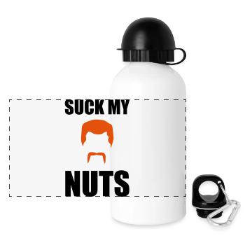 Suck my nuts - Panorama Trinkflasche mit Deckel 500 ml - Weiß - Vorne
