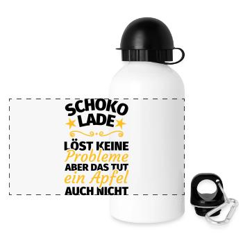 Schokolade lustig - Panorama Trinkflasche mit Deckel 500 ml - Weiß - Vorne