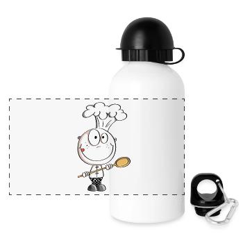 Chef stick figure cartoon - Panoramic Thermal Bottle with Lid 500 ml - white - Front