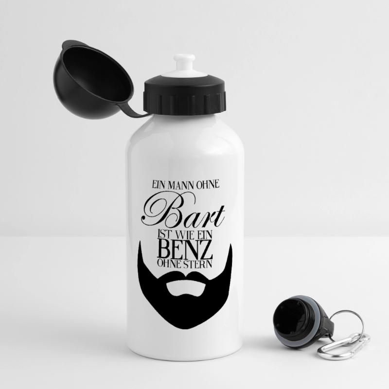 Bart, Beard - Spruch - Geschenk Idee Männer Panorama Trinkflasche mit Deckel 500 ml
