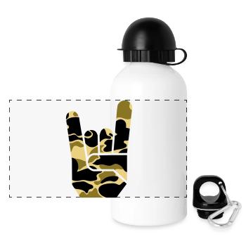 camou rock hand - Panoramic Thermal Bottle with Lid 500 ml - white - Front