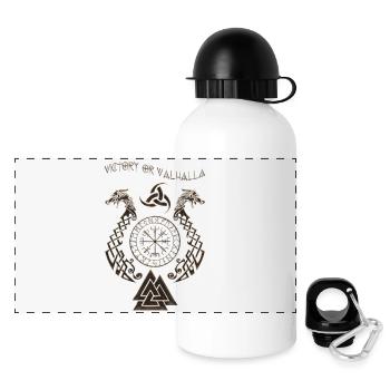 Wikinger-Symbol - Panorama Trinkflasche mit Deckel 500 ml - Weiß - Vorne