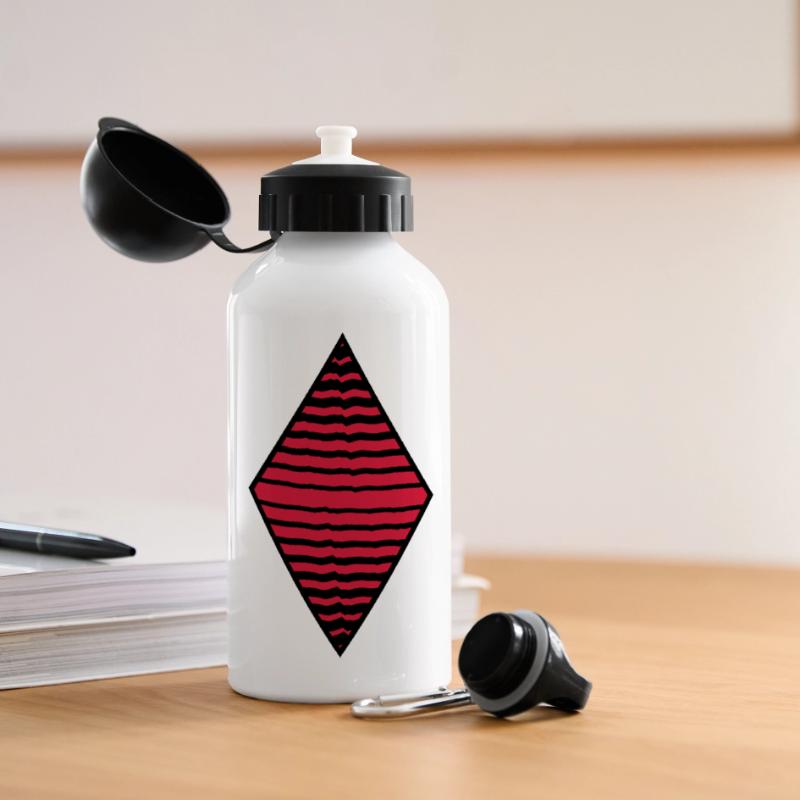 Rhombus form strokes pattern many lines Panoramic Thermal Bottle with Lid 500 ml