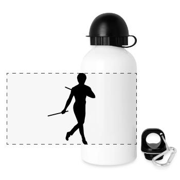 Bruce Lee Kung Fu Escrima Schattenfigur - Panorama Trinkflasche mit Deckel 500 ml - Weiß - Vorne