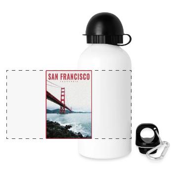 Carte postale rétro Golden Gate de San Francisco - Gourde panoramique avec couvercle 500 ml - blanc - Devant