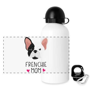 French Bulldog - Frenchie Mom - Panoramic Thermal Bottle with Lid 500 ml - white - Front