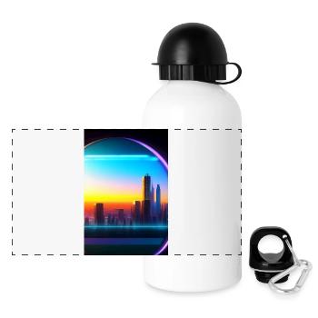 Stadt Kugel - Panorama Trinkflasche mit Deckel 500 ml - Weiß - Vorne