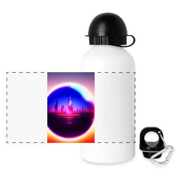 Stadt Kugel - Panorama Trinkflasche mit Deckel 500 ml - Weiß - Vorne