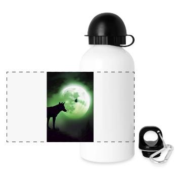 Wolf and Moon - Panoramic Thermal Bottle with Lid 500 ml - white - Front