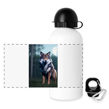 Wolf and Moon - Panoramic Thermal Bottle with Lid 500 ml - white - Front