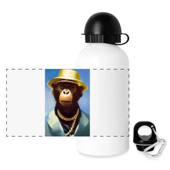 Cool monkey with gold chain - Panoramic Thermal Bottle with Lid 500 ml - white - Front