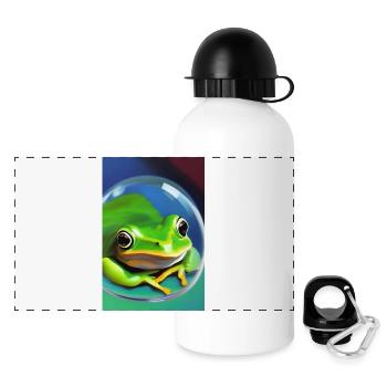 Grenouille dans une bulle - Gourde panoramique avec couvercle 500 ml - blanc - Devant