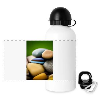 Bunte Steine - Panorama Trinkflasche mit Deckel 500 ml - Weiß - Vorne