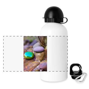 Bunte Steine - Panorama Trinkflasche mit Deckel 500 ml - Weiß - Vorne