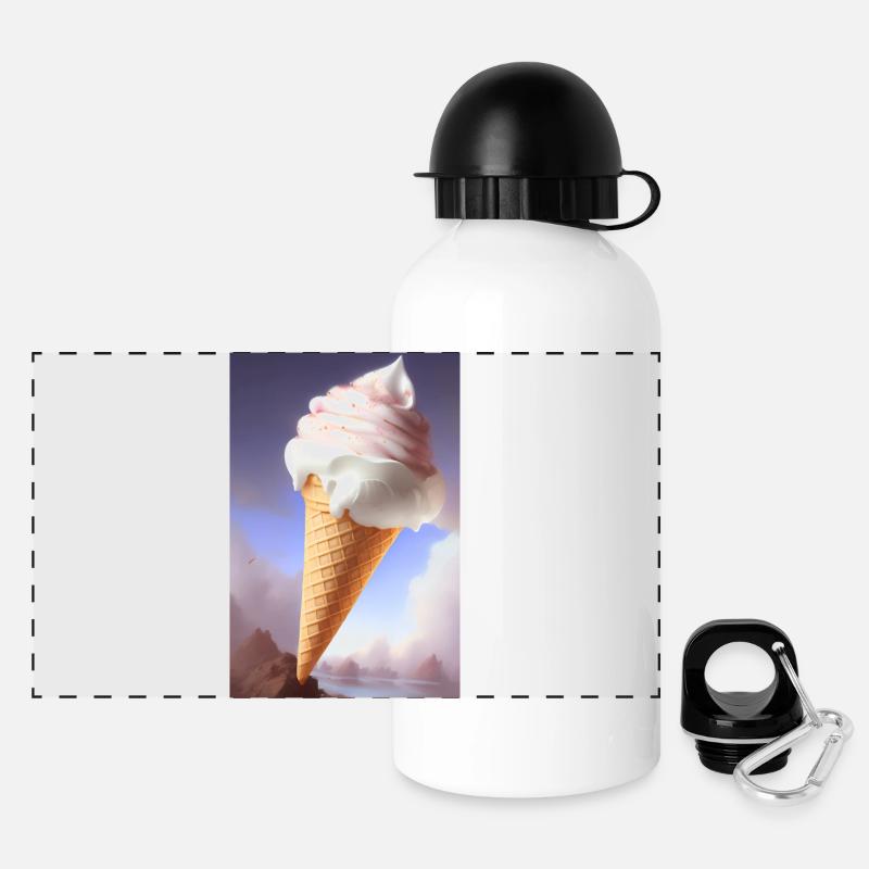 Eiscreme - Panorama Trinkflasche mit Deckel 500 ml - Weiß