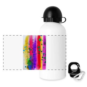 Farbspritzer und Linien - Panorama Trinkflasche mit Deckel 500 ml - Weiß - Vorne