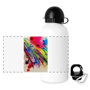 Farbspritzer und Linien - Panorama Trinkflasche mit Deckel 500 ml - Weiß - Vorne