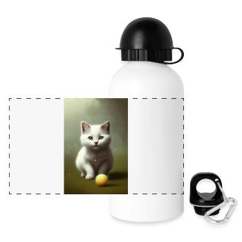 Kleine Süße Baby Katze - Panorama Trinkflasche mit Deckel 500 ml - Weiß - Vorne