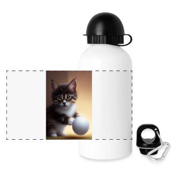 Baby Katze - Panorama Trinkflasche mit Deckel 500 ml - Weiß - Vorne