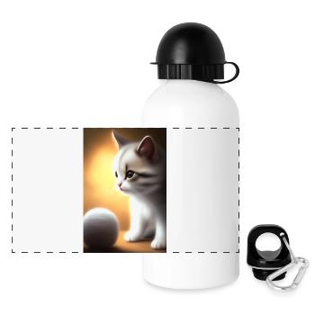 Kleine Süße Baby Katze - Panorama Trinkflasche mit Deckel 500 ml - Weiß - Vorne