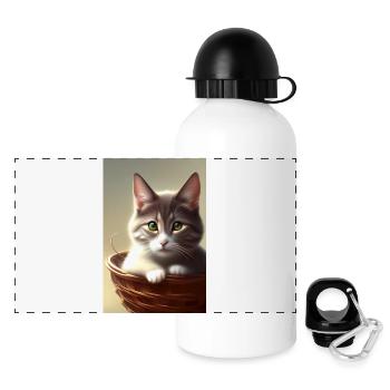 Süße Baby Katze - Panorama Trinkflasche mit Deckel 500 ml - Weiß - Vorne