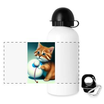 Kleine Süße Baby Katze - Panorama Trinkflasche mit Deckel 500 ml - Weiß - Vorne