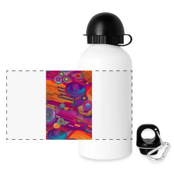 Modèle rétro - Gourde panoramique avec couvercle 500 ml - blanc - Devant