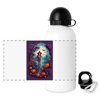 Halloween Nacht - Panorama Trinkflasche mit Deckel 500 ml - Weiß - Vorne