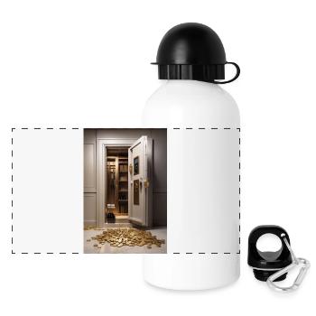 Gold Tresor - Panorama Trinkflasche mit Deckel 500 ml - Weiß - Vorne