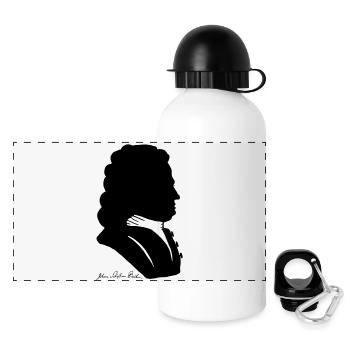Johann Sebastian Bach Silhouette + Signature - Panoramic Thermal Bottle with Lid 500 ml - white - Front