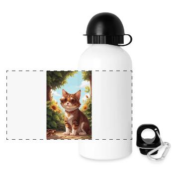 Süße Katze mit Sonnenbrille - Panorama Trinkflasche mit Deckel 500 ml - Weiß - Vorne