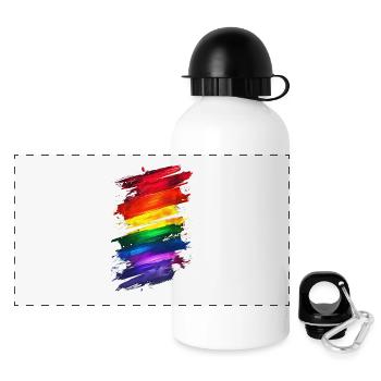 Abstraktes Rainbow Pride Design - Lebendige Kunst - Panorama Trinkflasche mit Deckel 500 ml - Weiß - Vorne