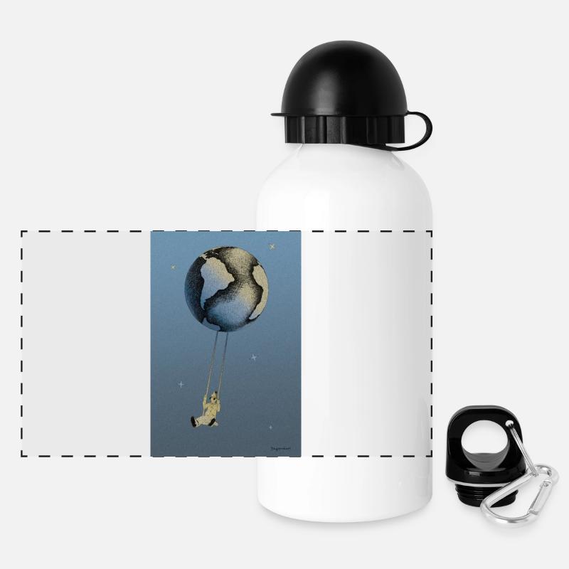 Night Earth Balloon - Panoramic Thermal Bottle with Lid 500 ml - white