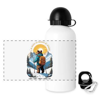Bär sucht den Frühling - Panorama Trinkflasche mit Deckel 500 ml - Weiß - Vorne