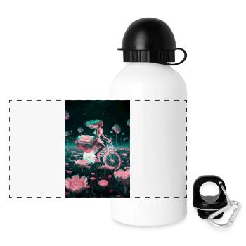 Traumhafte Fahrradtour - Panorama Trinkflasche mit Deckel 500 ml - Weiß - Vorne