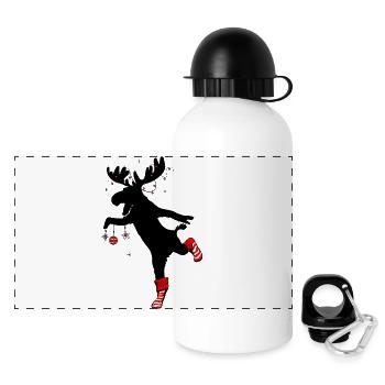 Elch mit Geweih Lustiger Xmas Baumersatz - Panorama Trinkflasche mit Deckel 500 ml - Weiß - Vorne