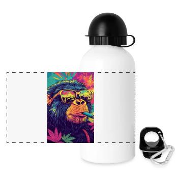 Psychedelischer Affe mit Sonnenbrille - Panorama Trinkflasche mit Deckel 500 ml - Weiß - Vorne