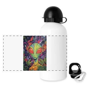 Psychedelic Alien Neon Jungle - Panoramic Thermal Bottle with Lid 500 ml - white - Front