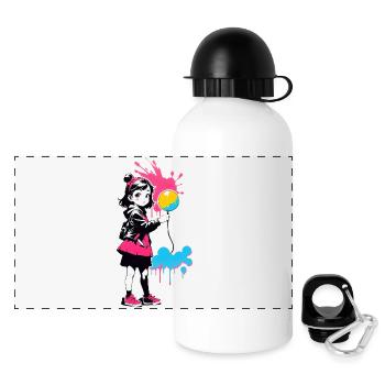 Street Art Fille 23237 - Gourde panoramique avec couvercle 500 ml - blanc - Devant