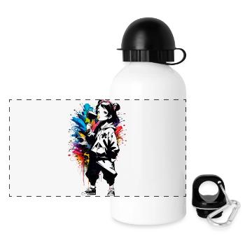 Street Art Fille 23247 - Gourde panoramique avec couvercle 500 ml - blanc - Devant