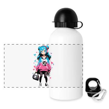Street Art Fille 23241 - Gourde panoramique avec couvercle 500 ml - blanc - Devant