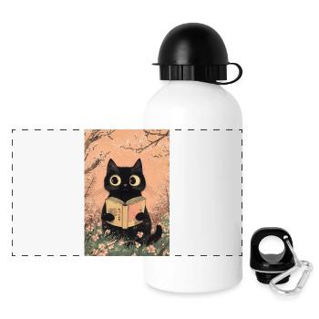 Cute cat - book lover, Cat lover shirt, bags,Tank - Panoramic Thermal Bottle with Lid 500 ml - white - Front